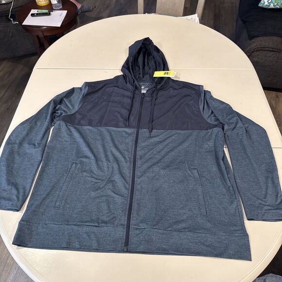 Men's Soft Stretch Hooded Full Zip Top - All In Motion XXL Dark Blue - Picture 1 of 8